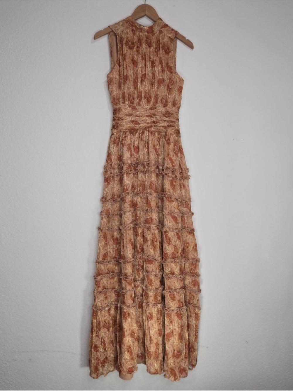 BHLDN Anhropologie Juniper Tiered Backless High-Neck Gown Size 2 Womens